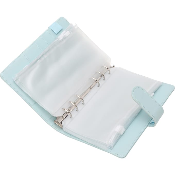 A6 Budget Binder A6 Binder Pocket Ritszak Notitieboek PU Leer Budget Notitieboek Contanten Envelop blauw