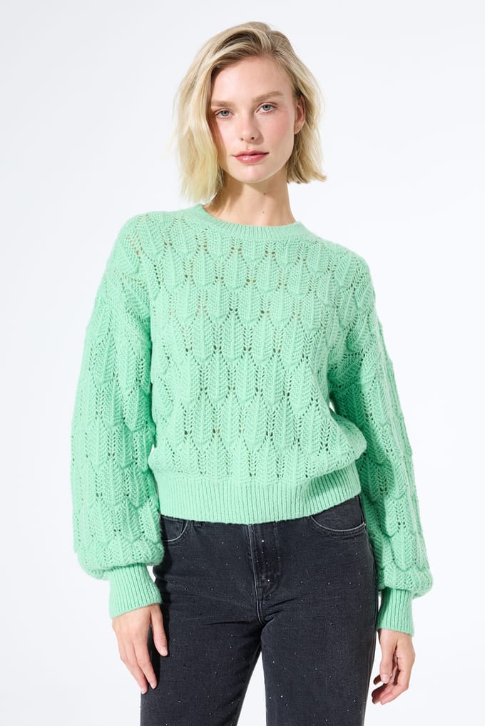 GARCIA Dames Effen Trui Groen Lange mouw