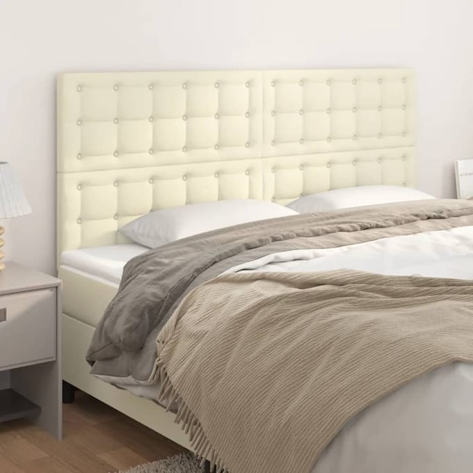 vidaXL - Hoofdbord - crème - 160x5x118/128 - cm - kunstleer