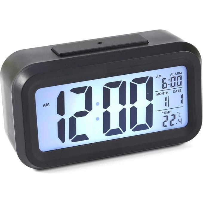 LED Achtergrondverlichting Digitale Snooze Bureau Wekker Temperatuur Kalender Weergave Lokaal gray