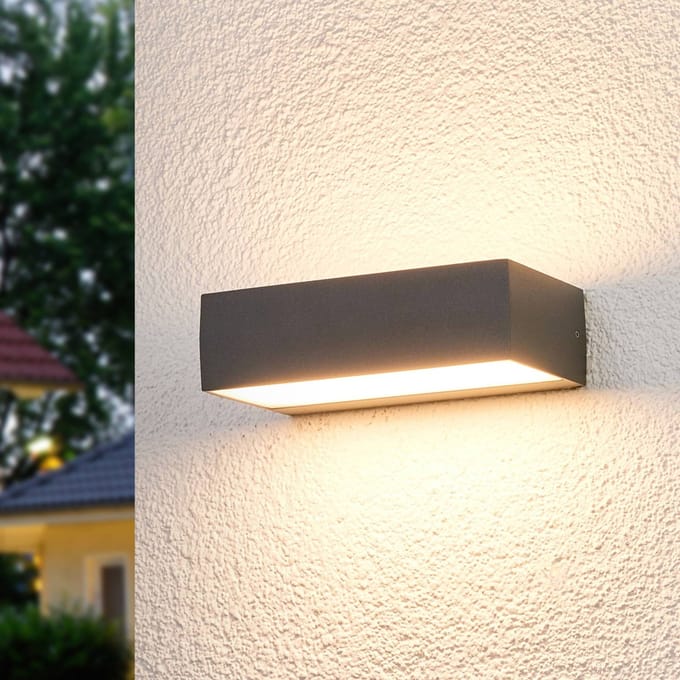 Lucande LED buiten wandlamp Lissi, 21 cm, antraciet, IP54