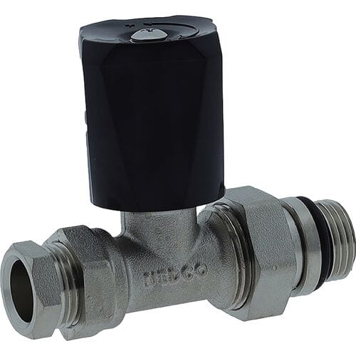 Nedco Radiatorkraan zwarte knop recht