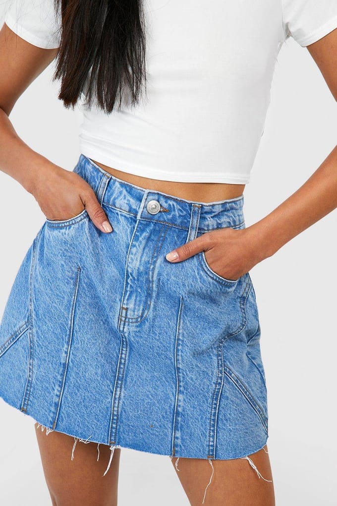 boohoo Dames Basic Denim Minirok | Lichtblauw | Maat: 34