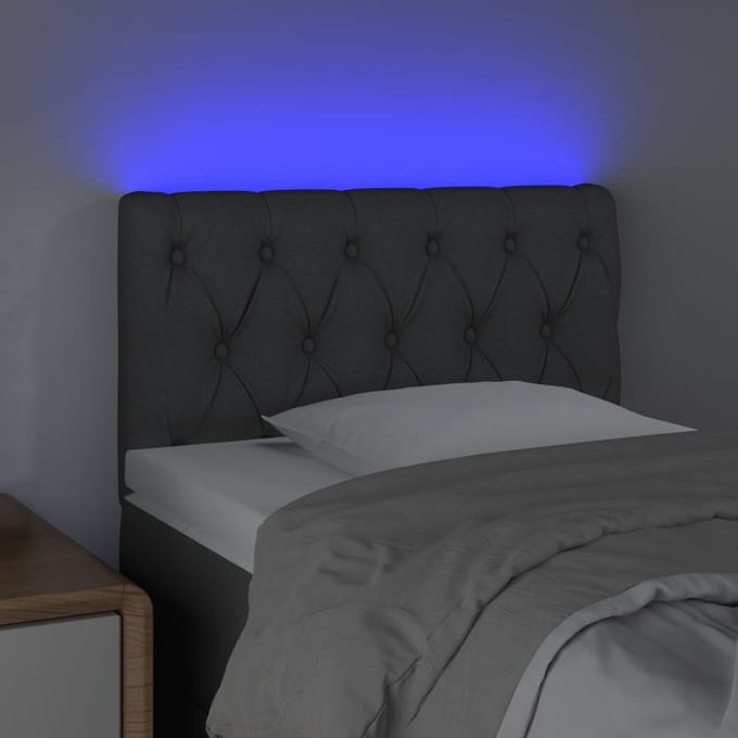 vidaXL - Hoofdbord - LED - 80x7x78/88 - cm - stof - lichtgrijs