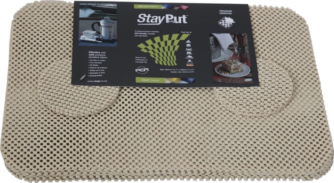 Isagi StayPut 6 stuks crème anti-slip Placemats en Onderzetters