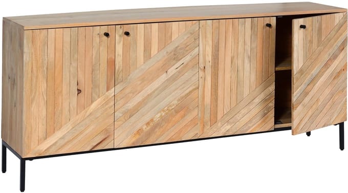 Dressoir MCW-L95, ladekast dressoir, massief hout mango 79x176x42cm MVG-gecertificeerd, naturel
