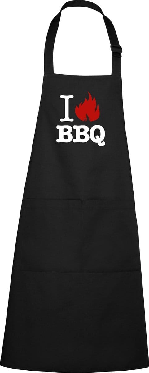 mijncadeautje - luxe keukenschort - I love BBQ - zwart
