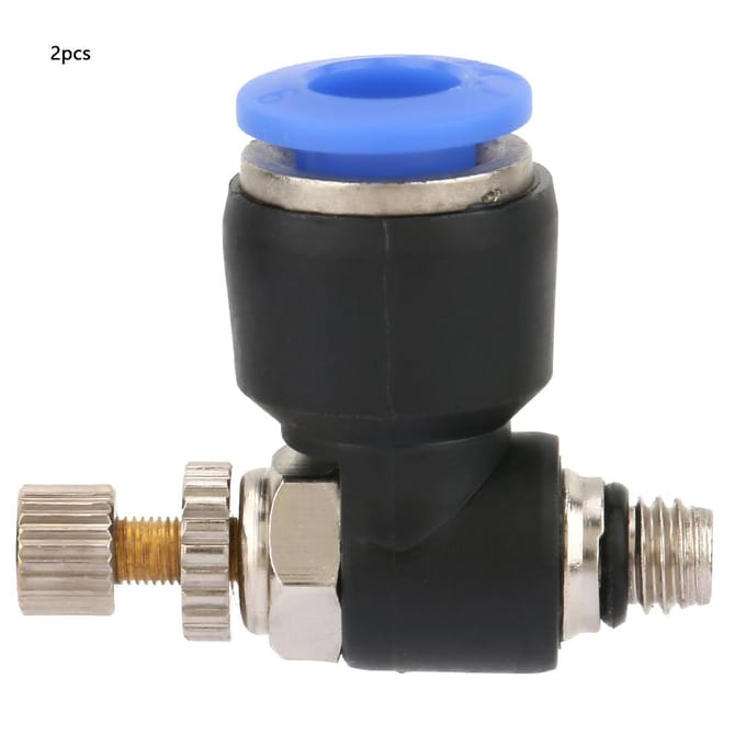 2 stuks Buis Luchtstroomsnelheidsregelaar Pijp Pneumatische Fitting Regelventiel(SL6 M5)