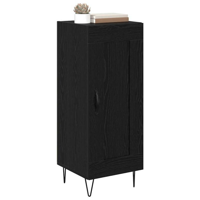 vidaXL Dressoir Zwart Eiken 34,5 x 34 x 90 cm Gemonteerd hout en ijzer
