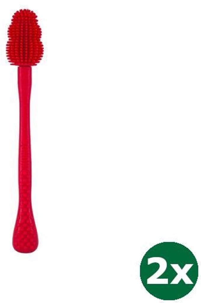 Kong brush schoonmaakborstel rood 2x 3x3x18 cm