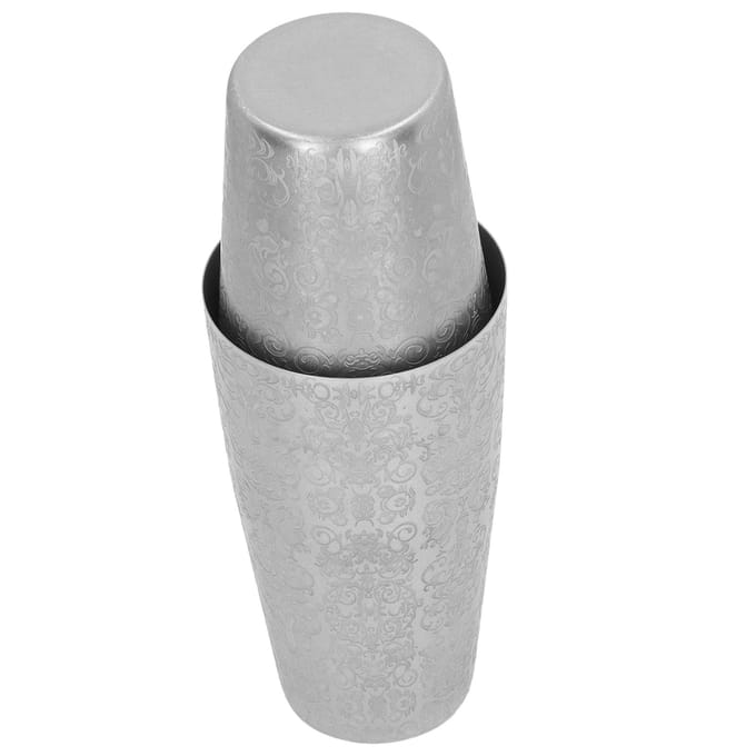 Cocktailshaker Boston Shaker Set Gegraveerd Design 304 Roestvrij Staal voor Bar Bartender L white