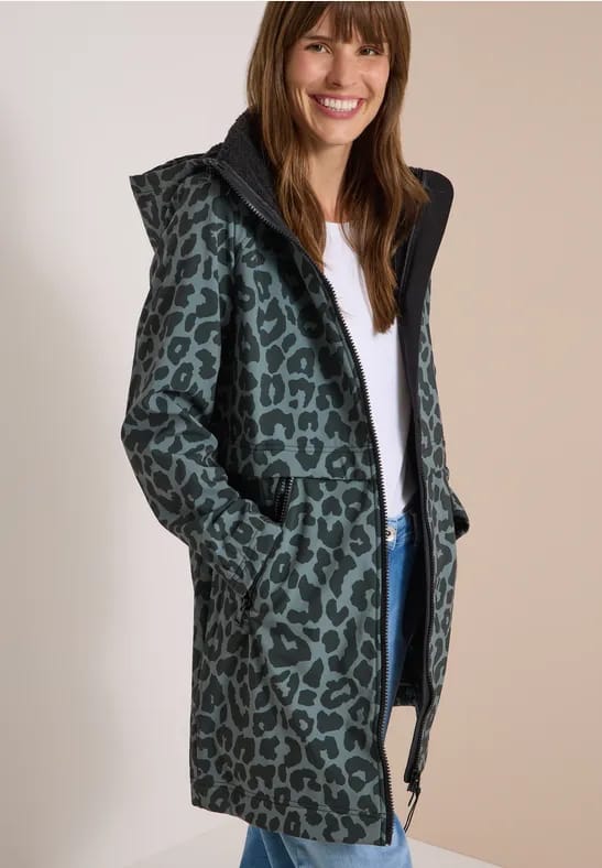 Softshell-jas met capuchon en luipaardprint