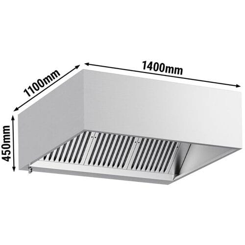 GGM Gastro Kastenhaube - 1400mm - mit Filter & Lampe Zilver