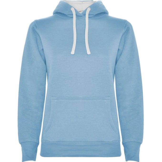 Roly Dames/Dames Urban Hooded Polycotton Sweatshirt (Hemelsblauw/Wit)