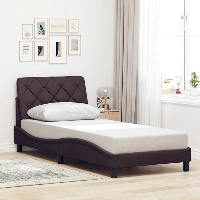 vidaXL - Bedframe - zonder - matras - 80x200 - cm - stof - donkerbruin