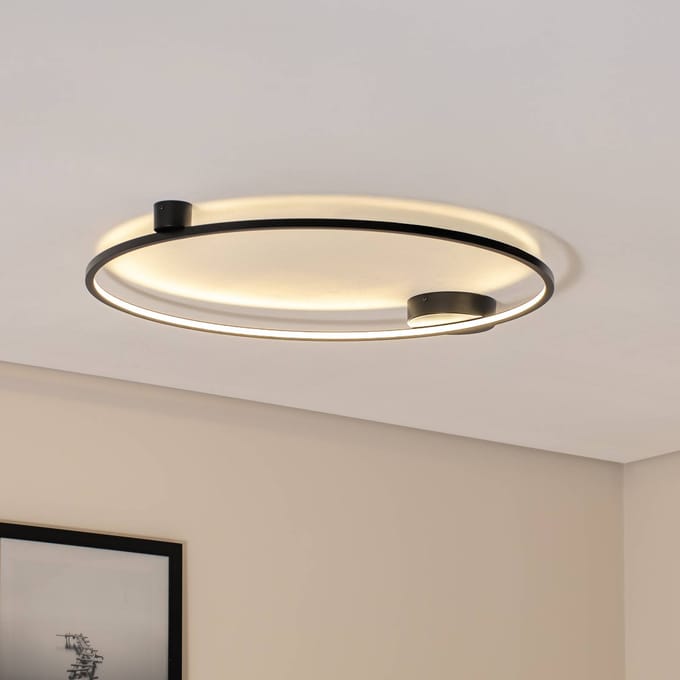 Milagro Lighting LED plafondlamp Saturno, zwart, Ø 80 cm, metaal, 4.000 K