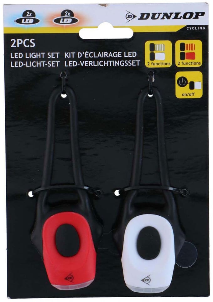 Dunlop - Set of Silicone Bicycle Lights Front and Rear LED