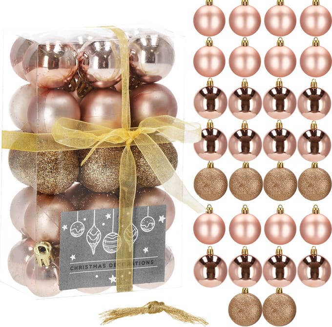 Springos Kerstballen | 30 Stuks | 3 cm | Rosegoud