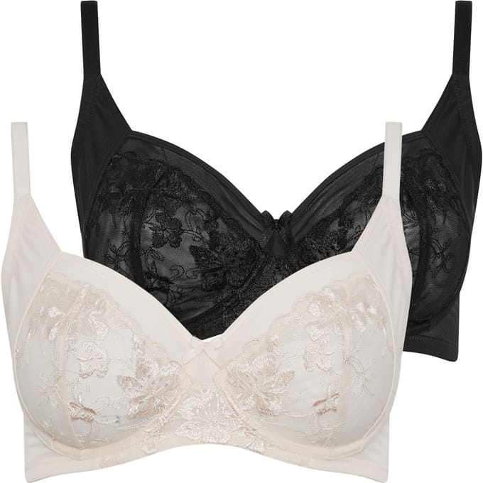 Yours Yourset Set Van 2 Beugelbeha's In Zwart En Witsize 44B