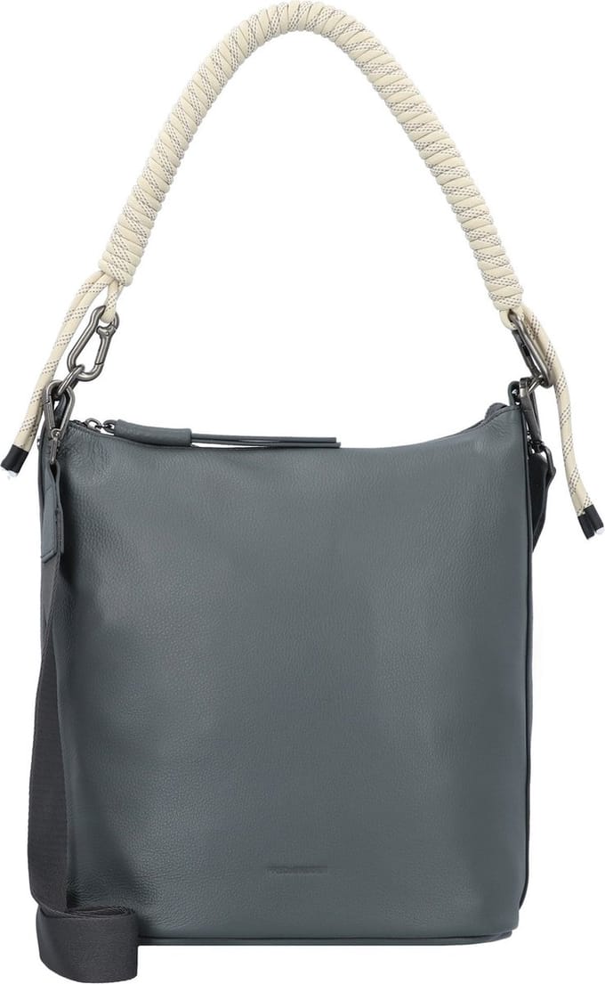 FREDsBRUDER Leren Schoudertas Nea Hobo Blue Grey Blauwgrijs