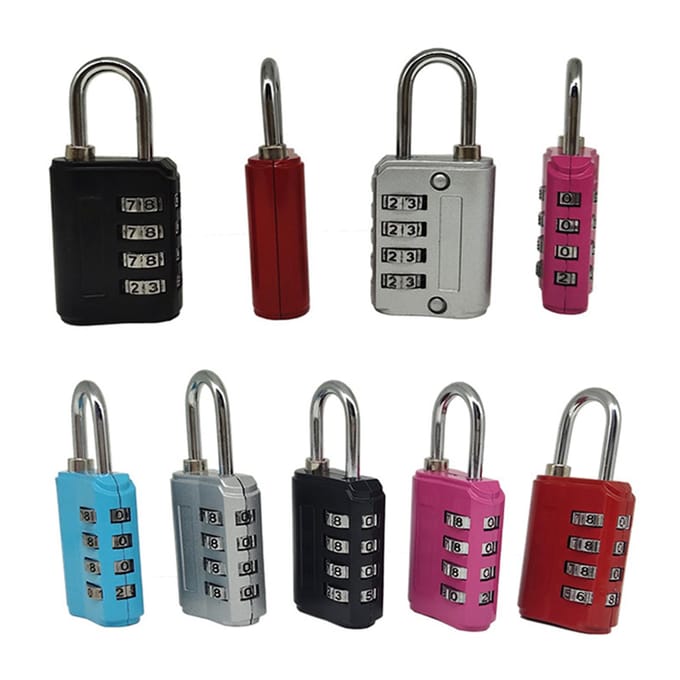 Cadenas à combinaison à 4 chiffres, haute sécurité, étanche, couleurs vives, pour armoire blanc argent