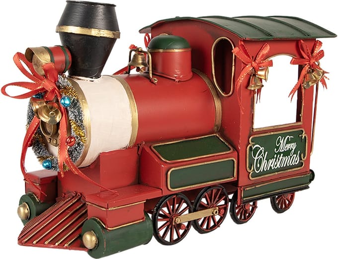 Clayre & Eef Kerstdecoratie Beeld Trein 35x16x22 cm Rood Metaal