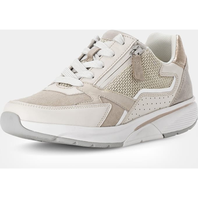 Leren sneakers met ritssluiting - wit / beige - Gr. 41 van Goldner Fashion