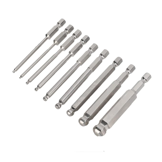 9 stuks 75 mm Magnetische Schroevendraaier Bit Set Kogelkop 1/4 Inch Zeskant Schacht Zeskant Schroevendraaier Boorbit Set