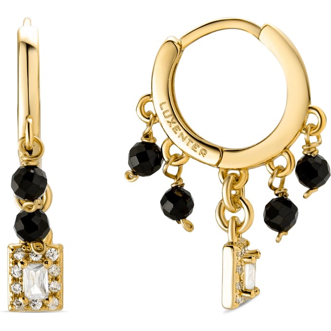 Boucles d'oreilles Luxenter en Agate noire et plaqué or 18k - Ordzun noir