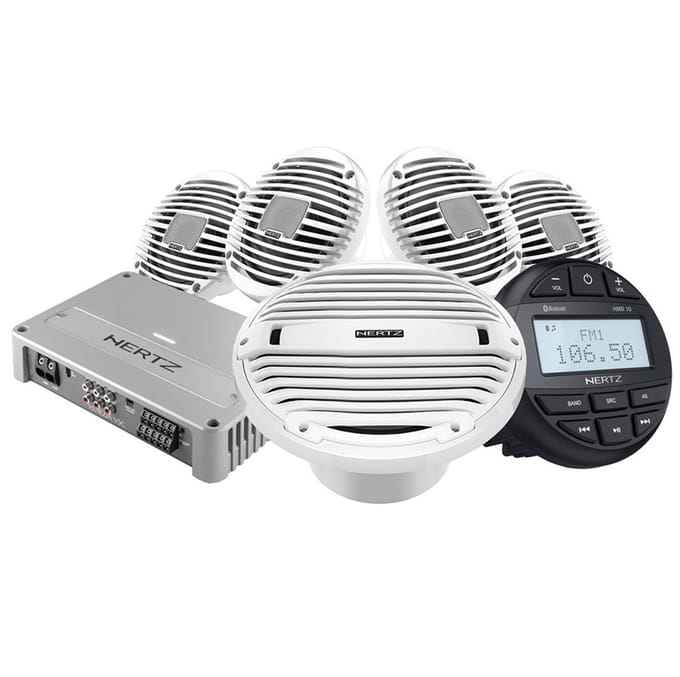 Hertz Marine complete 12V Audio Kit - HMR10 HEX6.5 HMS10 V5C - witte uitvoering
