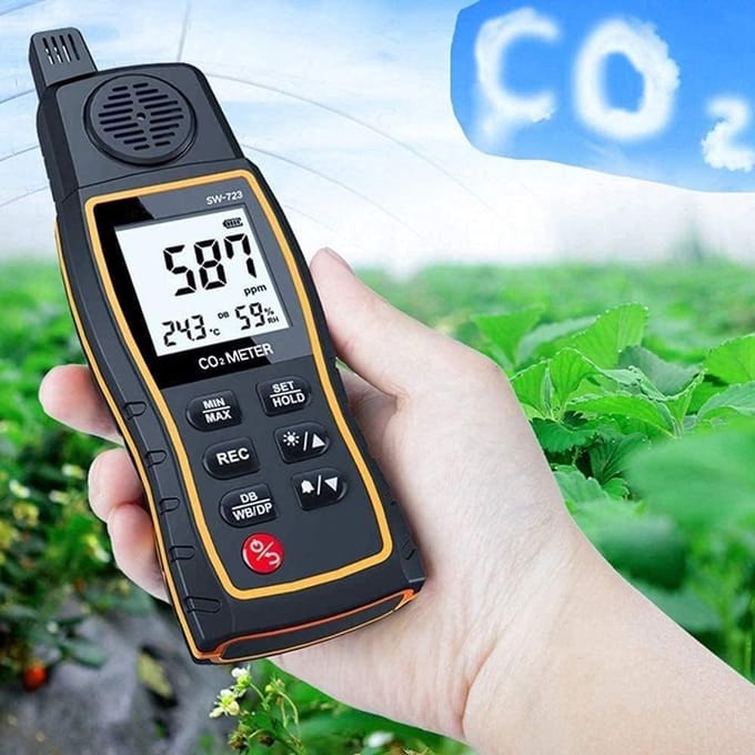 CO2 Meter - Luchtkwaliteit Sensor - Binnen Lucht Meten - Snelle Reactietijd - 185x63.5x27mm - Zwart