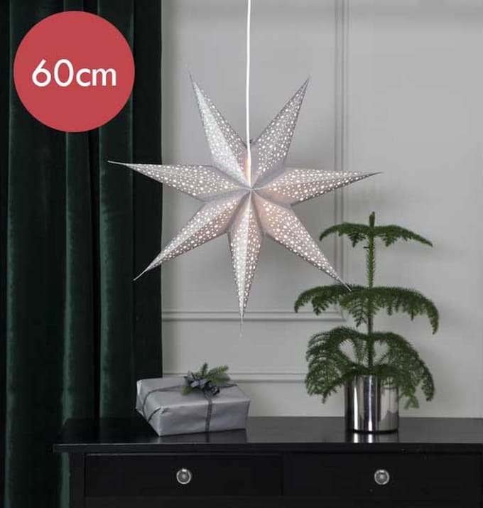 Zilver hangende kerstster Blinka - 60 cm
