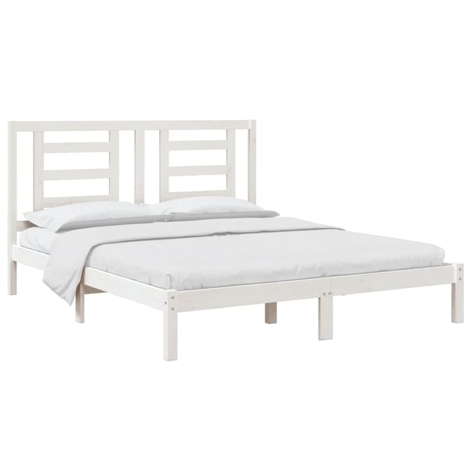 vidaXL - Bedframe - zonder - matras - massief - grenenhout - wit - 160x200 - cm