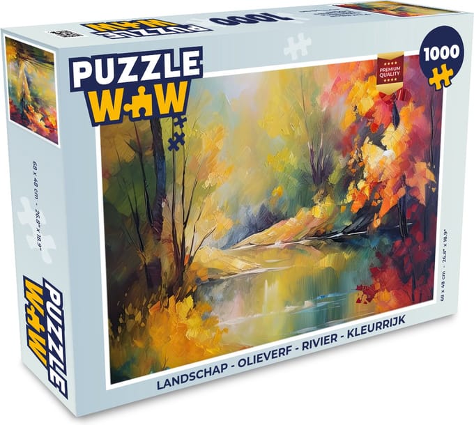 Puzzel Landschap - Olieverf - Rivier - Kleurrijk - Legpuzzel - Puzzel 1000 stukjes volwassenen