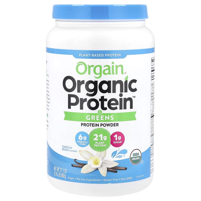 Orgain, Poudre de Protéines et de Légumes Verts Bio, Végétale, Gousse de Vanille, 1,94 lb (882 g)