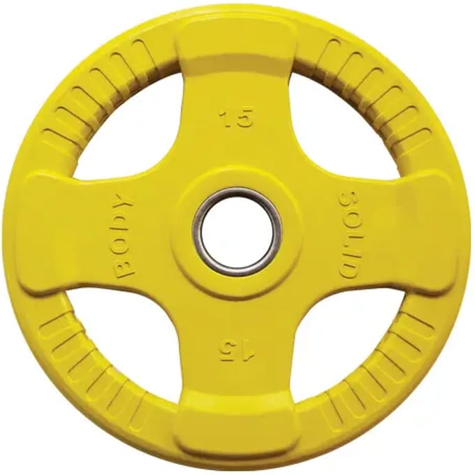 Body-Solid Gekleurde Olympische Rubber Halterschijf - Gewichten - Geel - 15 kg