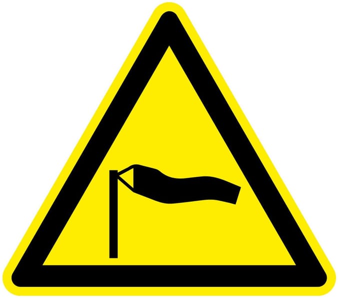 Waarschuwingsbord harde wind, W064 200 mm