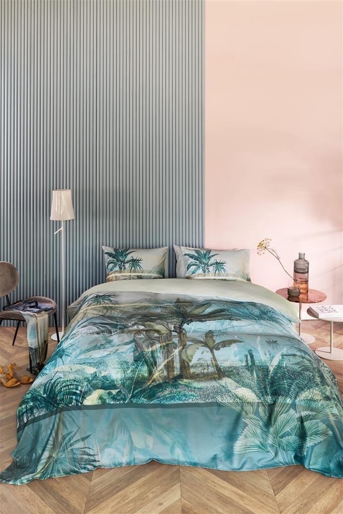 Kardol Canopy Dekbedovertrek - Eenpersoons - 140x200/220 cm - Blauw Groen