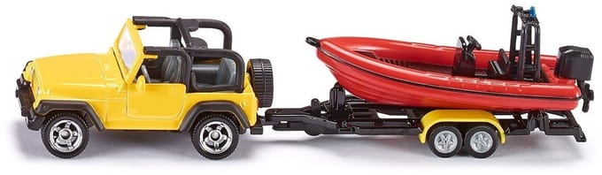 SIKU 1658, Jeep met Boot, metaal/kunststof, drijvende boot