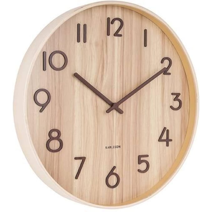 Karlsson Wandklok Pure - Licht lindehout - Medium - Ø40cm - Scandinavisch