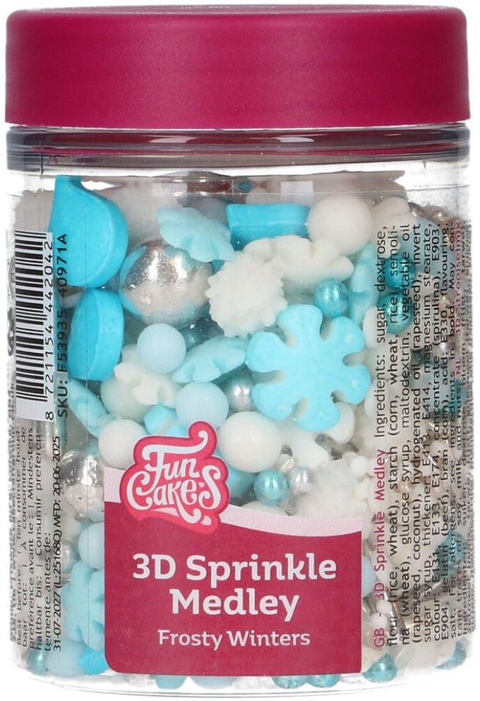 FunCakes 3D Sprinkle Medley - Frosty Winters - 70 g - Eetbare Taartdecoratie
