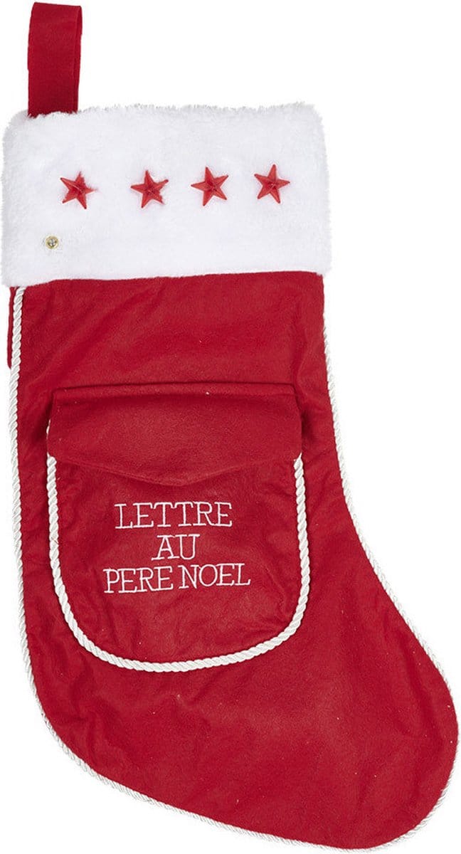 DIFFUSION - Verlichte kerstsok - 23 x H.50 cm - brief aan de kerstman - stocking