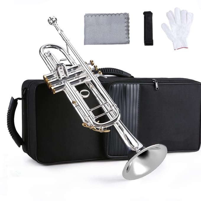 Trompette professionnelle Bb, matériau en laiton, Surface plaquée argent, beaux boutons de coque, vent argenté