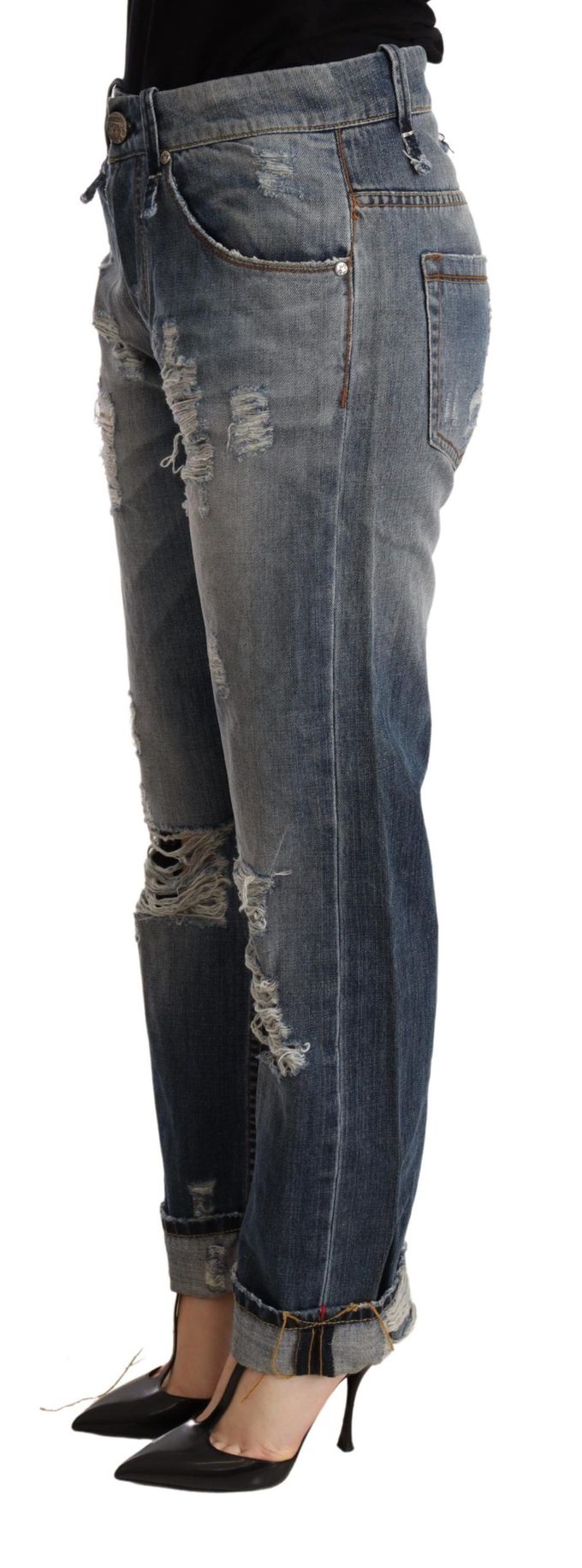 Boyfriend Jeans Versleten Gescheurd