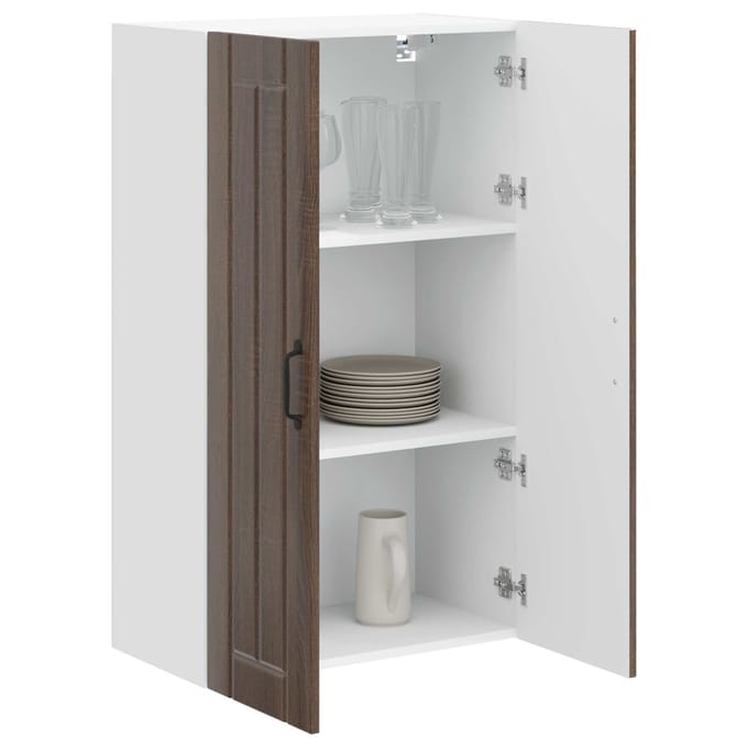 vidaXL - Wandkast - LUCCA - Bruin - eiken - 60 - x - 31 - x - 100 - cm - Bewerkt - hout