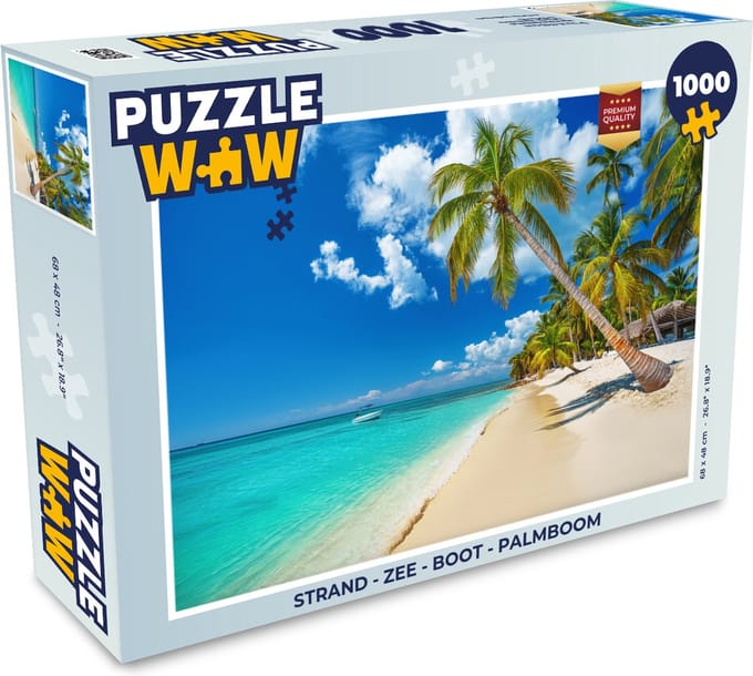 Puzzel Strand - Zee - Boot - Palmboom - Legpuzzel - Puzzel 1000 stukjes volwassenen