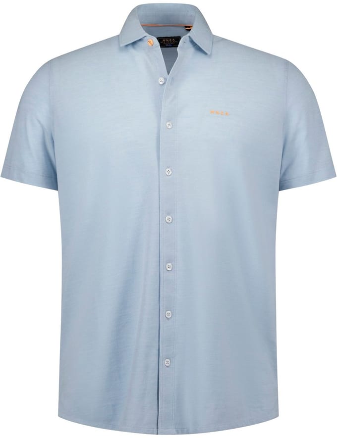 NZA Overhemd Short Sleeve Piqué Sky Blauw - Overhemden Casual