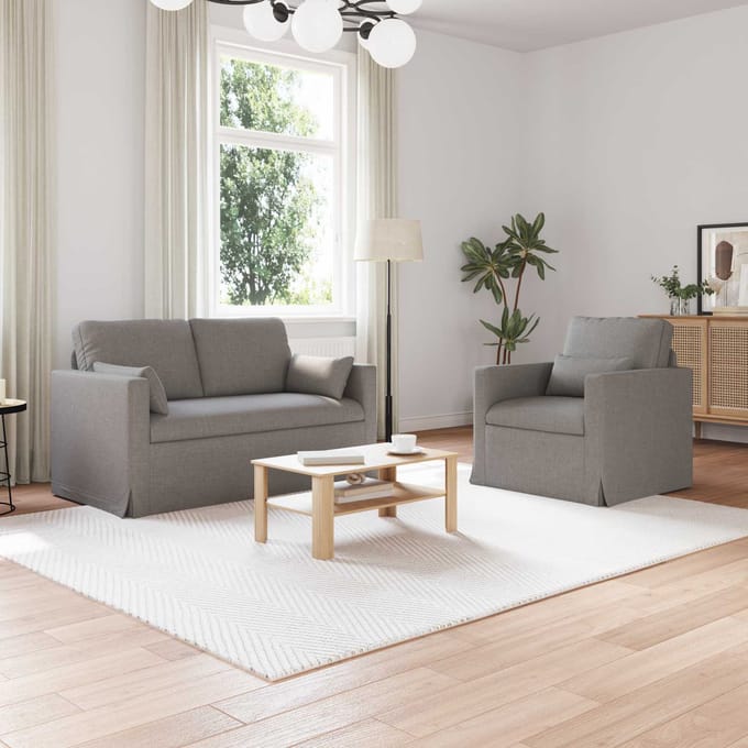 vidaXL Bankstel 2 pcs Taupe 139 x 78 x 80 cm Stof
