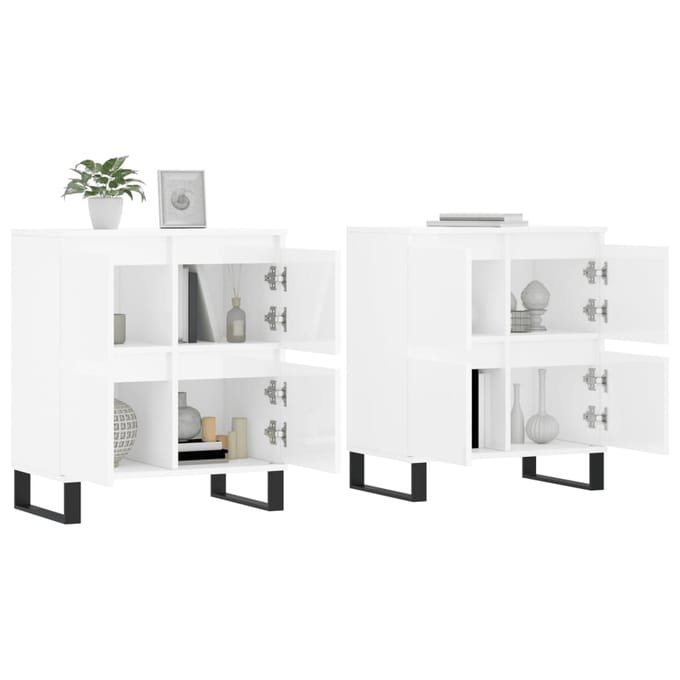vidaXL - Dressoirs - 2 - st - bewerkt - hout - hoogglans - wit