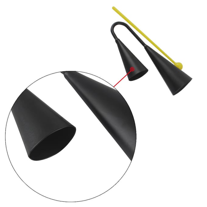 Tweekleurig metalen A-go-go Bell Cowbell-percussie-instrument met slagpin black